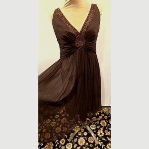 Maggy London, Silk formal Dress  with Beaded Neckline size 10